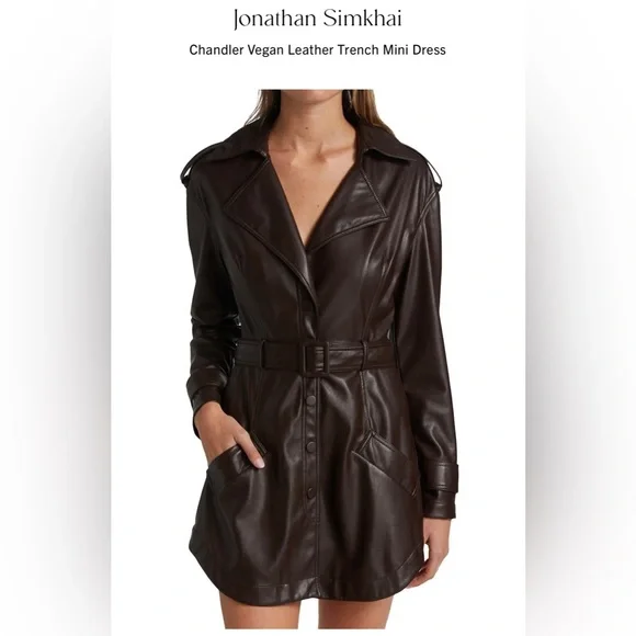 chinese dress ladies Jonathan Simkhai Chandler Vegan Leather Trench Mini Dress main image 0